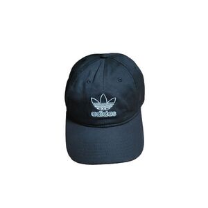 ADIDAS Original Canvas Black Trefoil Logo Adjustable Baseball Dad Hat Cap